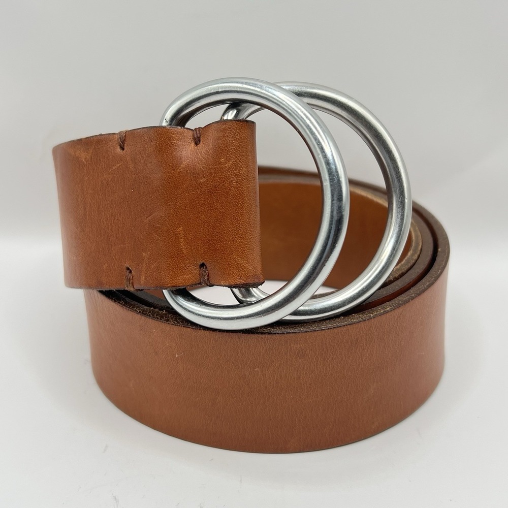 VTG Banana Republic Brown Italian Leather Belt Double O Ring Buckle S England